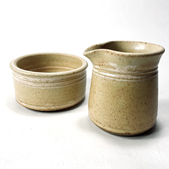 Ellen Currans Other - Ellen Currans Signed Studio Pottery Earthenware Creamer Open Sugar Bowl